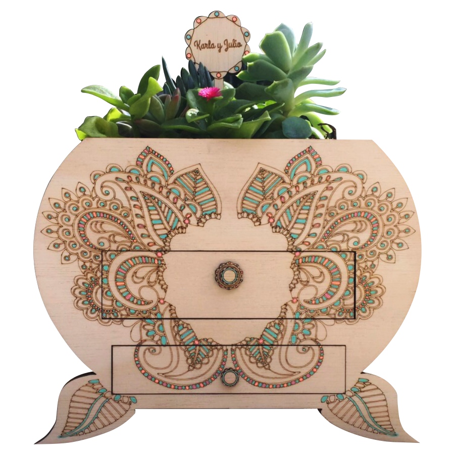 INVITACIÓN MACETA DE MADERA A108
